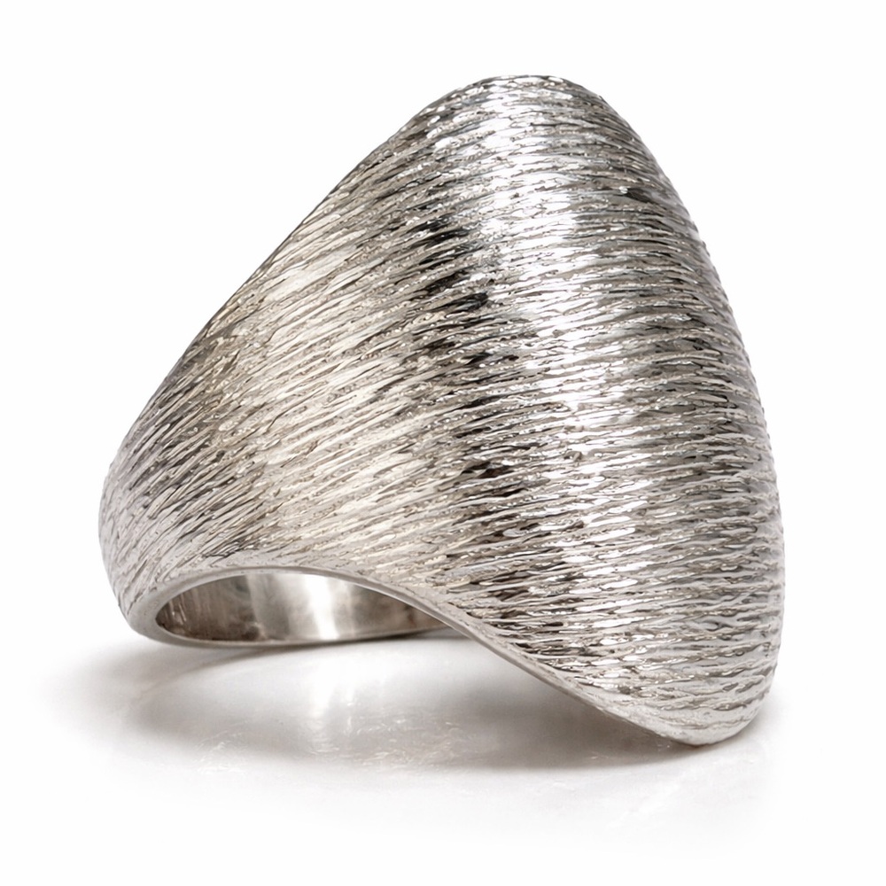 Textured Silver Tone Statement Ring Chunky Modern… - image 1